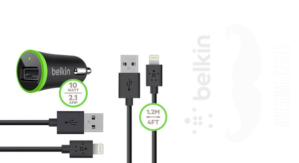 Belkin Car Charger + iPhone 5 Lightning Cable